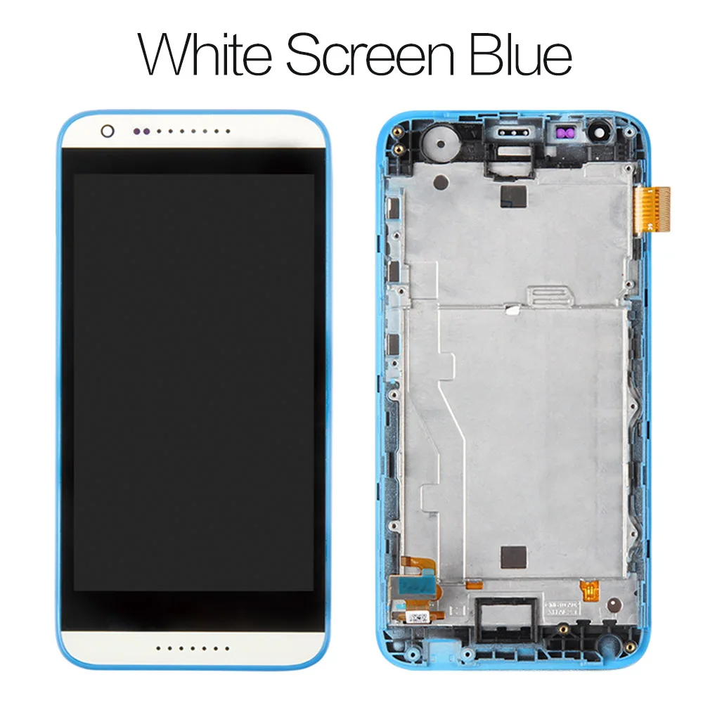 Сенсорный ЖК-экран для htc Desire 620G с рамкой для htc Desire 620G, дигитайзер, запасные части 620 620U 620T - Цвет: White Screen I Blue