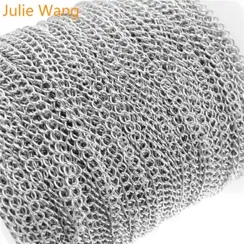 

Julie Wang 1 Meter Stainless Steel Link Chain Gold White K Color Necklace Bracelet Anklet DIY Jewelry Making Accessory