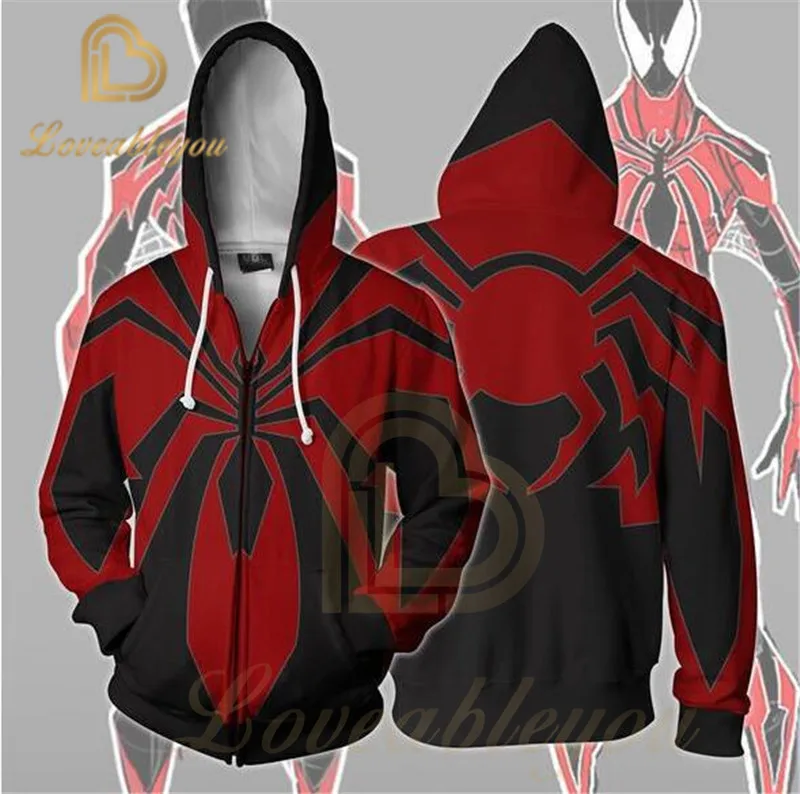 

2019 Spider-Man Avengers Endgame Spiderman Cosplay Costume Sweatshirts for Men Zipper Streetwear Hoody Hoodie Off White Sudadera