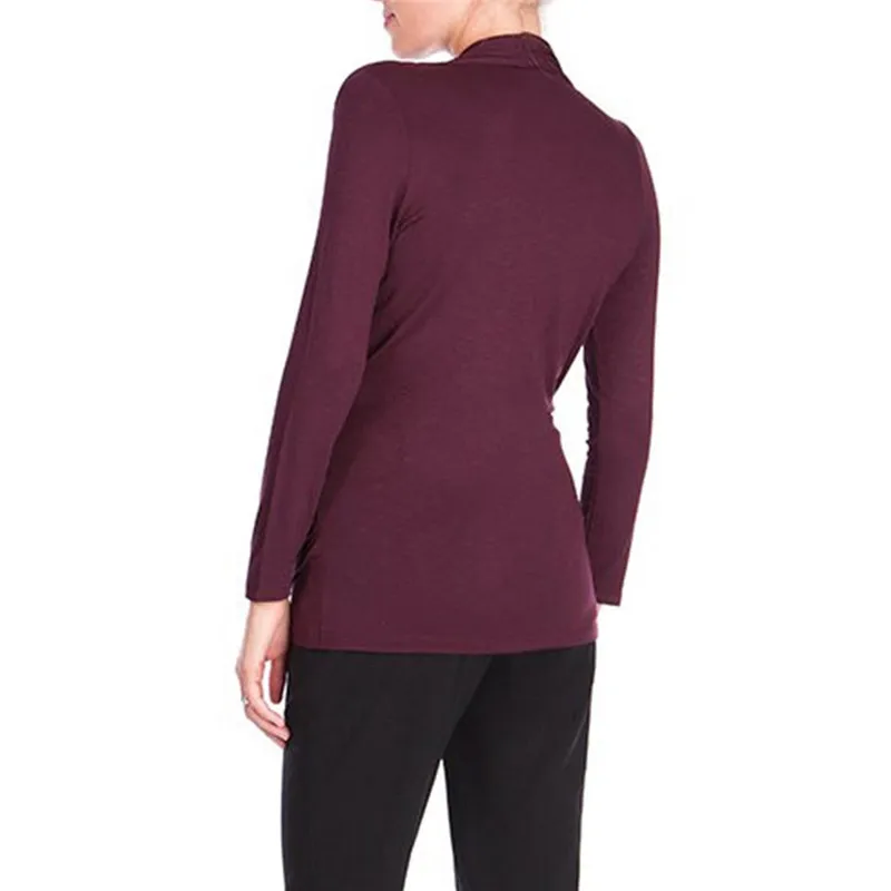 Telotuny Одежда для беременных оборки для грудного вскармливания одежда для женщин беременных Nusring Материнство v-образным вырезом Твердые Блузки Топы