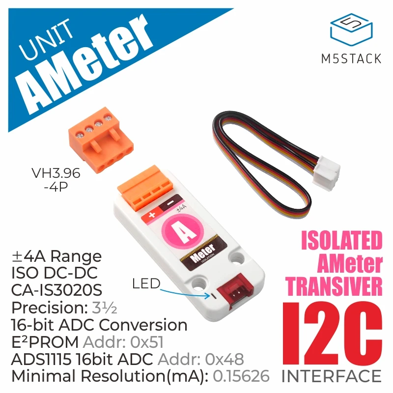 Официальный блок амперметра M5Stack (ADS1115) Высокоточные механические измерители
