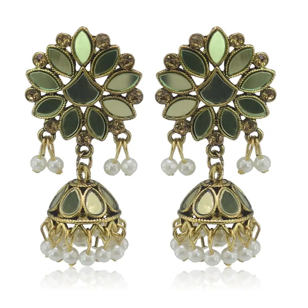 Винтажные антикварные золотые индийские серьги Jhumki Jhumka с имитацией жемчуга