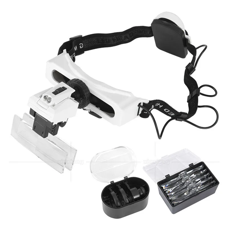 

LED light eye head-mounted magnifying glass 8 kinds of magnification lenses can be replaced reading repair antique appraisal