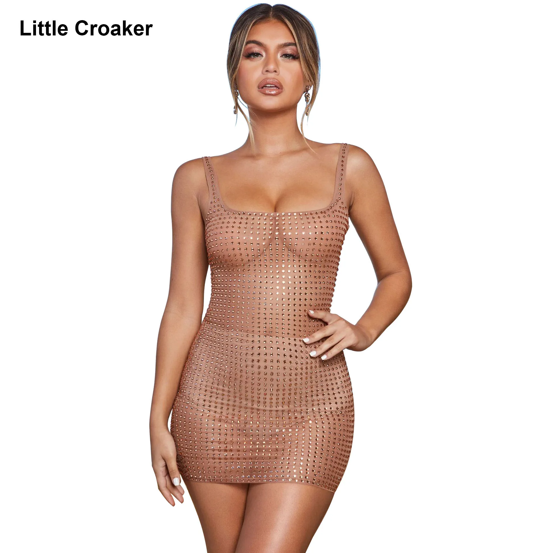 Маленький косточек Настоящее видео! Летняя одежда для женщин Bodycon Спагетти