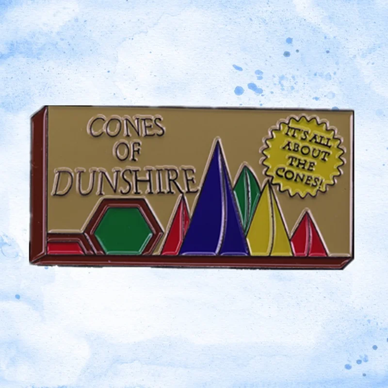 Parks and Rec board game Ben Wyatt The Cones of Dunshire enamel pin geek nerdy gift cones