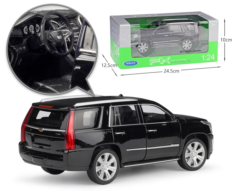 Модель литая автомобиля WELLY 1:24 из сплава модель 2017 Cadillac Escalade SUV металлические