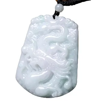 

LETSFUN Fine Jewelry Pure Natural Hand Carved Jadeite Jade Dragon Amulet Pendant Necklace Free Shipping