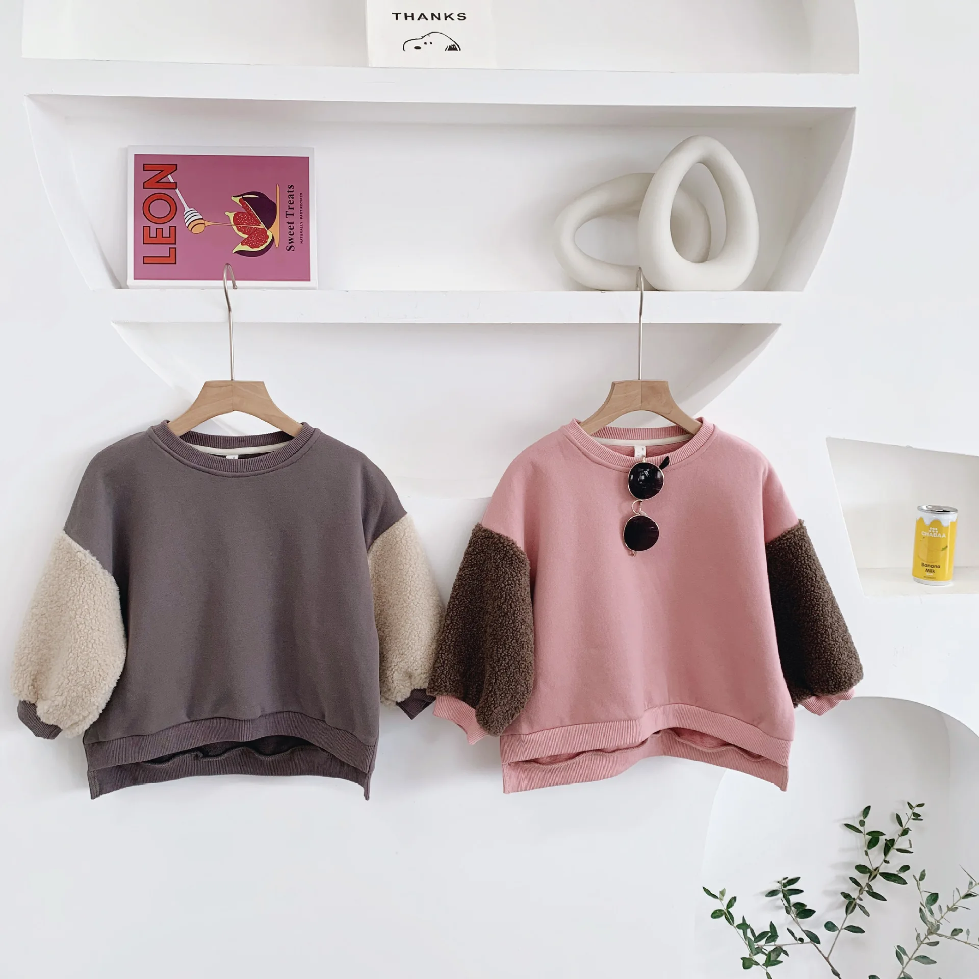 

2019 New Arrival Girls Boys Patchwork Thicken T-Shirt Fashion Autumn Winter Kids Sweatshirt 1-7 years