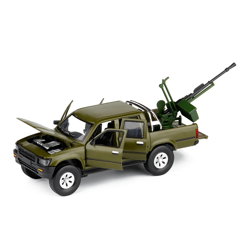 1/32 Toyota Hilux пикап с анти-танковым пистолетом литая металлическая модель автомобиля звуковое освещение игрушки для детей Подарки