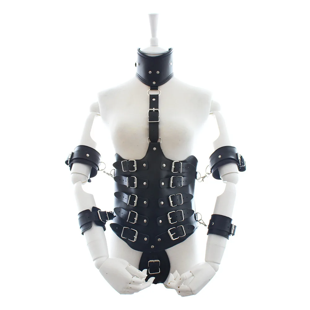 BDSM Leather Sexy Bondage Gear Adult Male Female Bound Leather Corset Arm Bundled Set Sexy Queen Cosplay Clothes Sex Products image photo