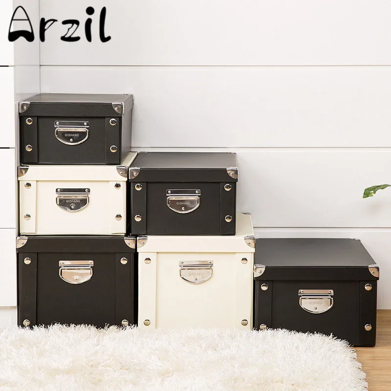 Antique Paper Storage Box Foldable Desktop Organiser Case With