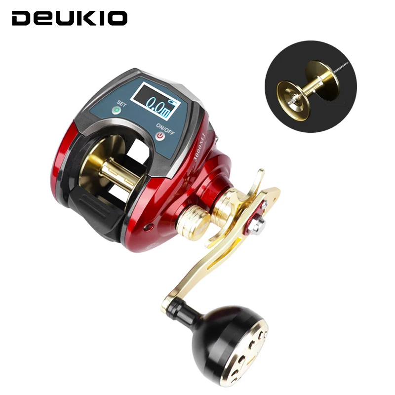 

Катушка DEUKIO-Baitcasting, высокая скорость, максимальная мощность сопротивления, цвет Iron Man 20 кг, цифровой дисплей, электронная катушка для ловли карпа, 3000 мДж