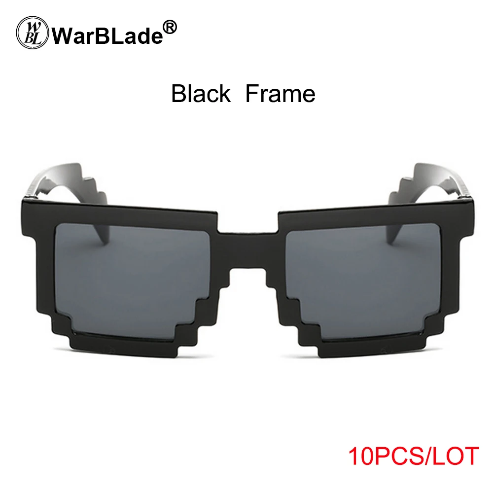 10 black WarBLade 10 шт./партия, маленькие размеры, солнцезащитные очки, модные детские очки, мозаичные очки для мальчиков и девочек, пиксельные очки для детей, подарок - Цвет линз: 10 black