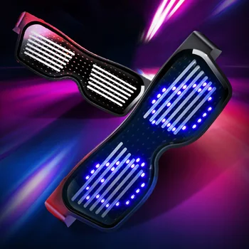

Bluetooth LED Luminous Party Glasses USB Charge DIY Control Quick Flash Goggles Electric Syllables Party Eye Glasses