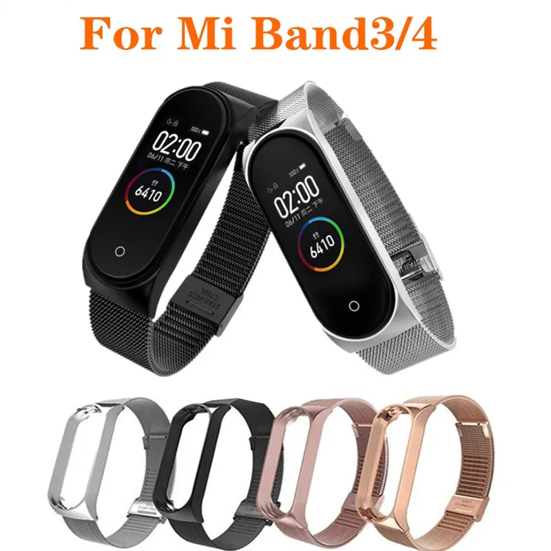 Металлический ремешок из нержавеющей стали для Xiaomi Mi Band 4 наручный Miband3 браслет