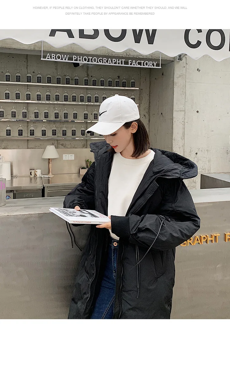 Winter Coat Women Hooded Long Parka Winter Warm Jacket Coats Female Black White Slim Casual Overcoat Outewear Ladies Clothing