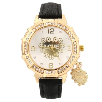 

Women Watches Fashion New Women Quartz Wrist LOVE Tower Rhinestone Pendant Wrist Watch clock horloges mannen gift