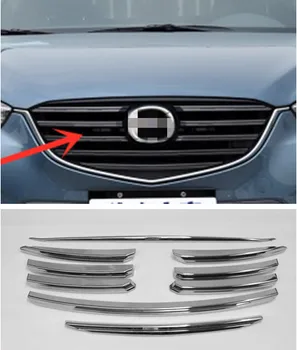 

For Mazda CX-5 2012-2016 ABS Chrome Front Center Grille Grill Cover Racing Decoration Trim Accessories Auto Parts Moulding 9pcs