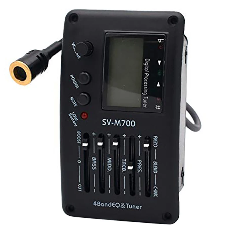 SV-M700 4 акустической гитары эквалайзер с тюнер и микрофон гитарный звукосниматель для игры в стиле фолк