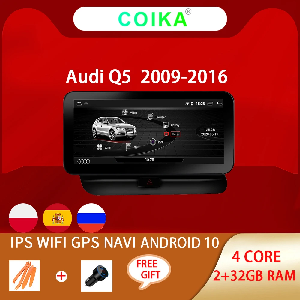 Автомобильная стереосистема для Audi Q5 10 25 дюйма Android 2009 2016 Wi Fi Google 2 + 32 ГБ ОЗУ AUX IPS