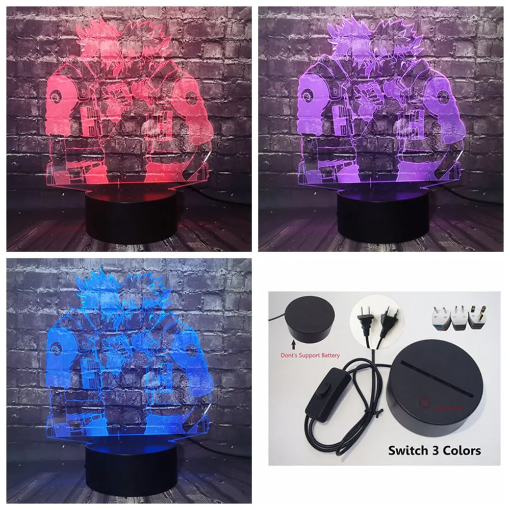 Switch 3 Color Японские комиксы, рисунок Наруто, тема Саске, Какаши, светодиодный, 7 цветов, умный сенсорный, Сменный номер, детская Ночная лампа для сна, подарок для праздника и вечеринки - Испускаемый цвет: Switch 3 Color