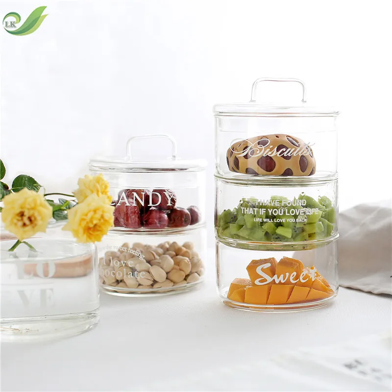 

Nordic style glass bowl cover set Simple storage set fruit snack meal box Creative tableware soup tureen