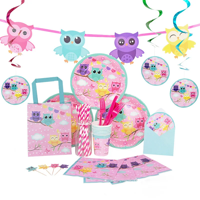 Owl Party Pink Theme Party Birthday Wedding Decoration Disposable Napkin 20pcs Children's Tissue Baby Shower Party Decoration