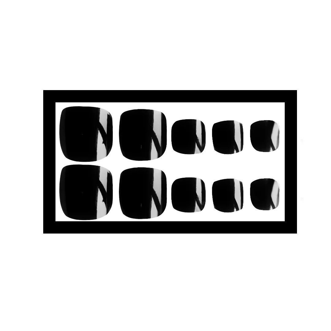 Nusx Dark Black Fake Toes Nails For Toes Shiny 24pcs Ladies Toenails Manicure Full Cover Toe 4
