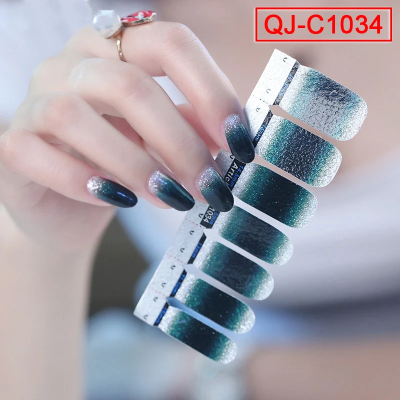 

Gradient Color Nail Polish Sticker Glitter Self-Adhesive Full Wraps Nail Patch WH998