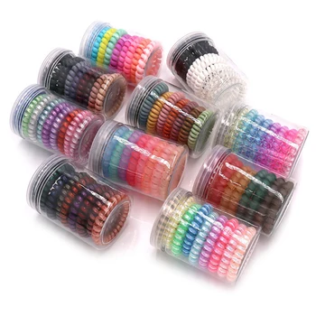 

9Pcs Colorful Elastic Plastic Rubber Spiral Coil Telephone Cord Wire No Crease Hair Ties Scrunchies Hair Ring Band