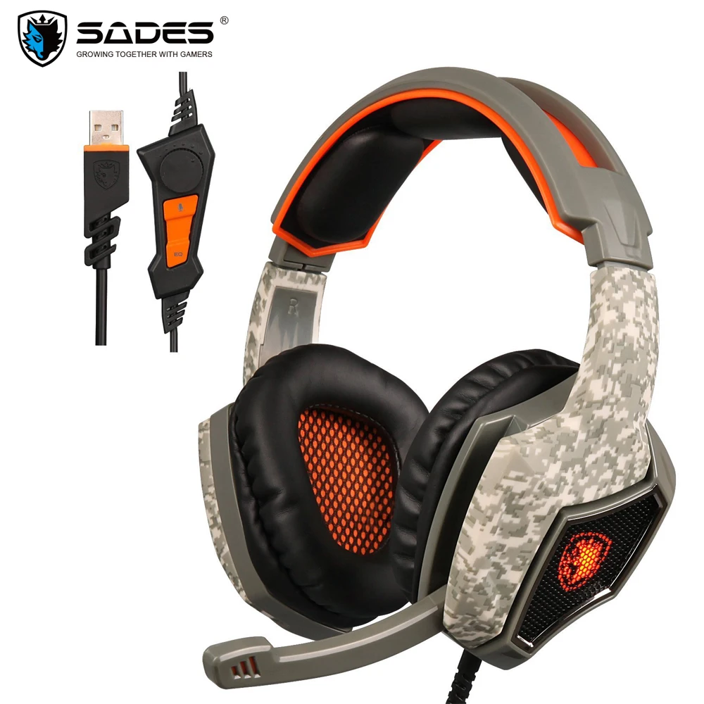 Игровая гарнитура SADES Spirit Wolf USB 7 1 с объемным звуком удобные Проводные