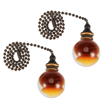 

uxcell 12 inch Bronze Pull Chain Amber Ball Pendant for Ceiling Light Pack of 2