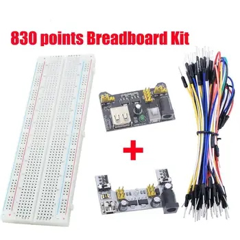 

Breadboard Power Module 830 points Solderless Prototype Bread board kit Jumper wires Cables For Arduino diy kit Raspberry Pi