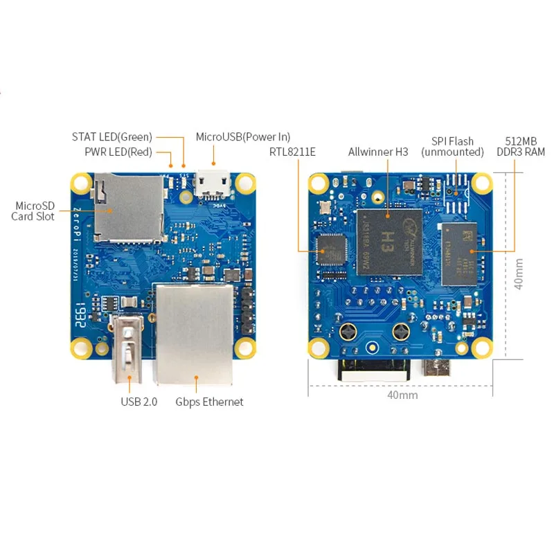 ģ NanoPi ZeroPi ̴ Cortex A7  , Allwinner ̴  ,  , 512MB RAM Gbps