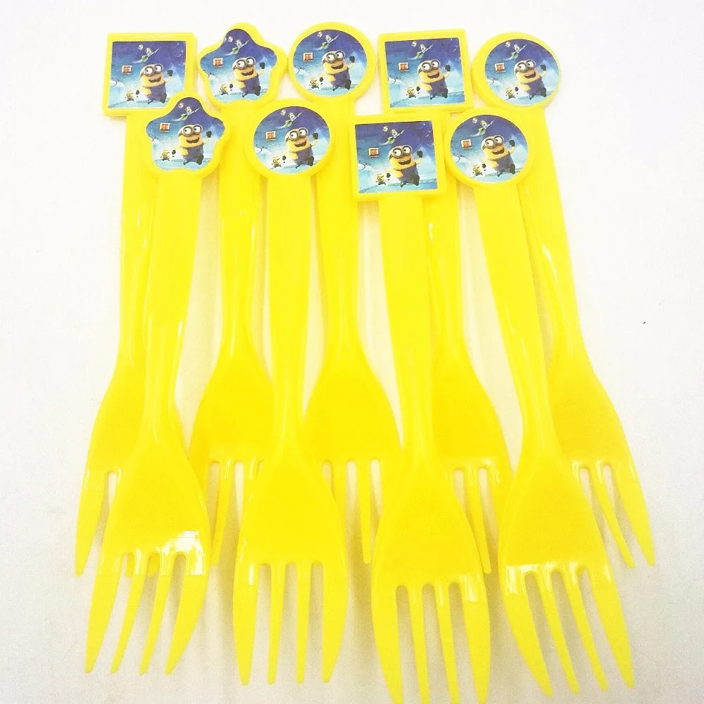 

10pcs Minions Party Supplies Kids Disposable Plastic Children's Minions Party Decoration Birthday Party Forks Favors Holiday