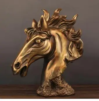 

American style horse head decorates a resinous handicraft originality household decoration imitates copper to restore ancient