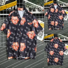 Мужские летние модные рубашки, повседневные пляжные рубашки с принтом Gedrukt mannen Zomer и отложным воротником, приталенная рубашка Korte Mouw