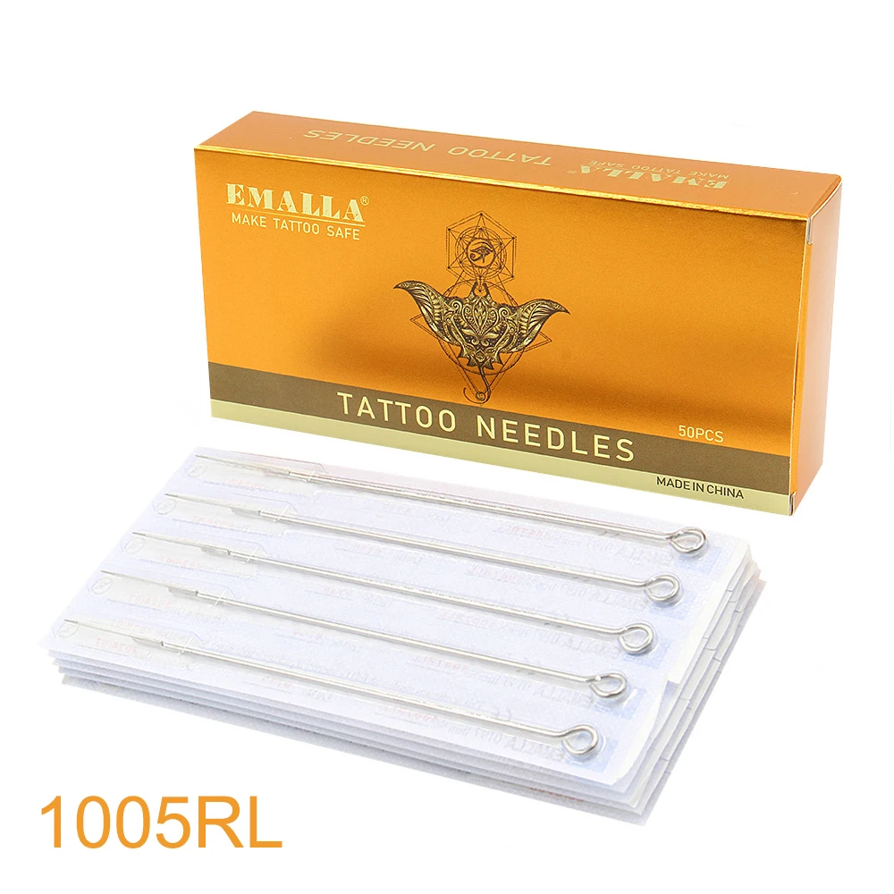5RL EMALLA 50 шт. премиум иглы для тату машины 0,3 мм стерилизованный круглый вкладыш татуировки иглы