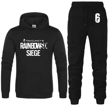 

Rainbow six siege Hoodies Men Autumn Winter hoody Fleece sweatshirt hip hop tracksuit Fashion Mens Hoodies Pants Suit 2Pcs