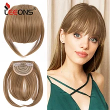 Leeons Bangs Hair Clip In Extensions Natural Fringe Bangs Clip In Front Neat Flat Bang One Piece Straight Hairpiece For Women