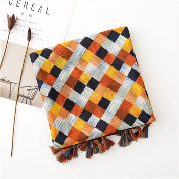 

KYQIAO шарф женский plaid winter scarf women autumn spring SPAIN STYLE boho design long plaid scarf Sjaal Muslim Hijab Snood