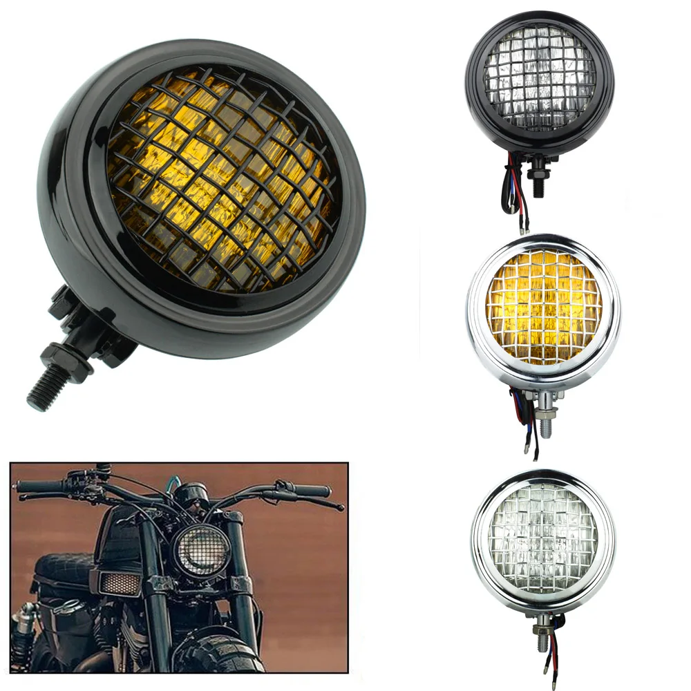 Motorcycle Grill Vintage 4.5" H4 Headlight Lighting Lamp Bates Headlamp For Harley Old School Chopper Bobber Cafe Racer Custom |