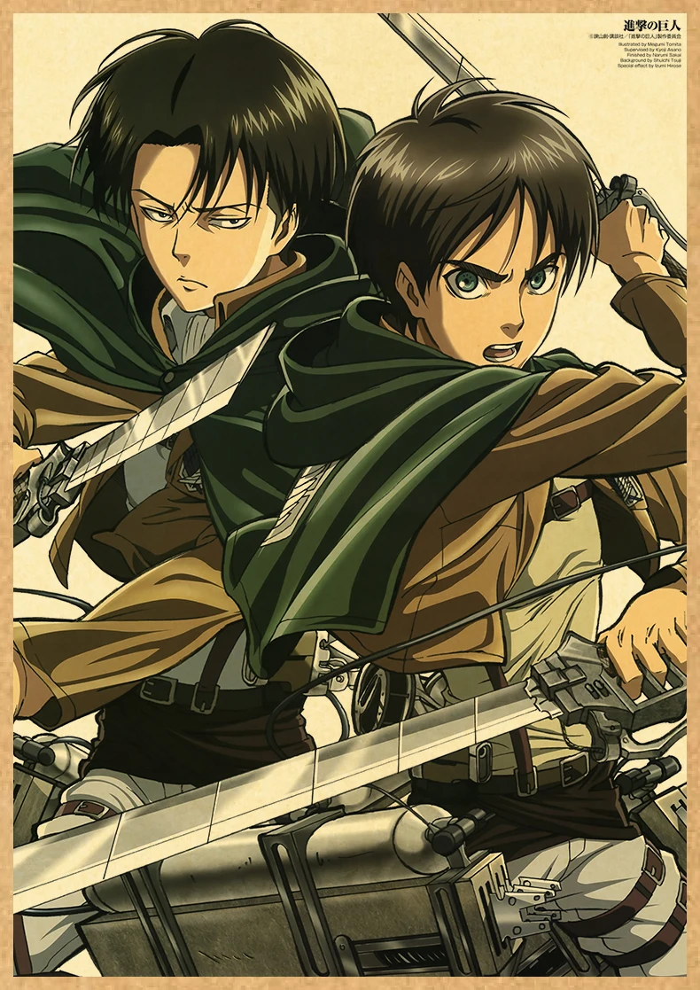 Attack on Titan Anime Poster Decor For Home Posters Room Wall Pictur Kraft Paper Retro And Prints Art Bar Cafe Stickers