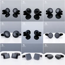 토미 블랙 건 스퀘어 프리미엄 커프스 링크 하이 엔드 남성용 에나멜 커프스 단추 xk19s087(China)