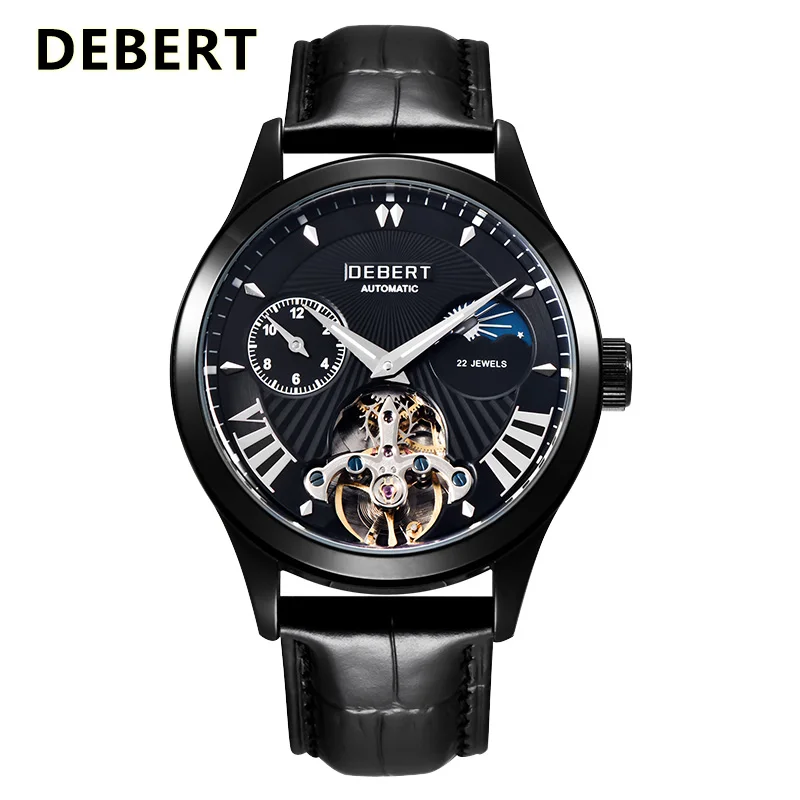 4 Tourbillon moon phase автоматические механические мужские часы 41 мм Топ люксовый бренд мужские наручные часы Классический стальной чехол кожаные часы - Цвет: 4