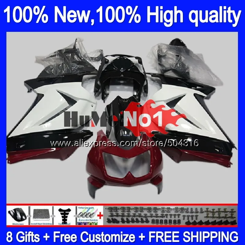 Комплект для KAWASAKI EX250 ZX250 R EX250R 10MC. 134 ZX EX 250 250R ZX250R 2008 2009 2010 2011 2012 08 09 10 11 12 обтекатель белого и черного цвета