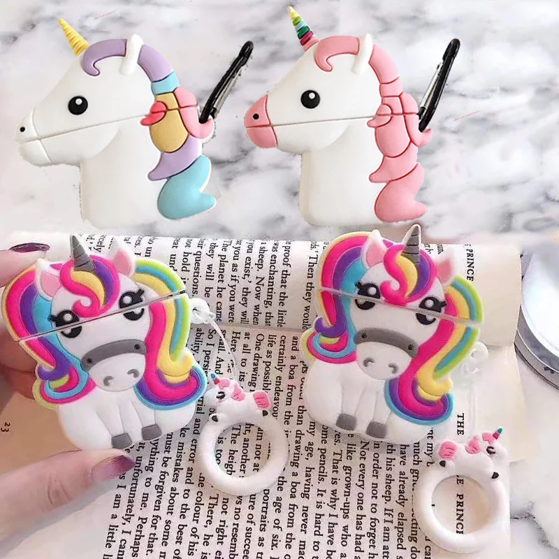

For Apple AirPods Case 3D Cute Cartoon Rainbow Horse Unicorn Wireless Earphone Cover Shell for Airpods 2 Earpods Accessories