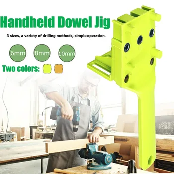 

Drill Guide Locator Jig 6/8/10mm Handheld Pocket Hole Jig Set Woodworking Wood Dowel Self-Centering Puncher Doweling Jig