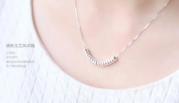 real. Bohi 925 Sterling Silver jewelry 16Rounds Circles Linked Necklace Slide Pendant Gift GTLX470
