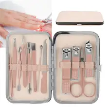 Маникюрный набор 12 шт. Нержавеющая сталь кусачки для ногтей комплект резак для триммера, маникюра, педикюра носком комплект инструментов для маникюра с Чехол из акрила